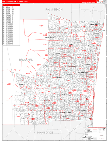 Fort Lauderdale Metro Area Wall Map